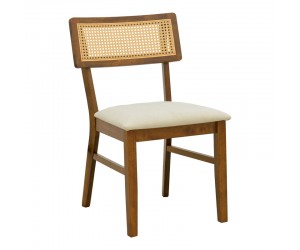 Καρέκλα Raffles pakoworld καρυδί rubberwood με pe rattan και εκρού ύφασμα 47x48x83.5εκ Καρέκλα Raffles pakoworld καρυδί rubberwood με pe rattan και εκρού ύφασμα 47x48x83.5εκ