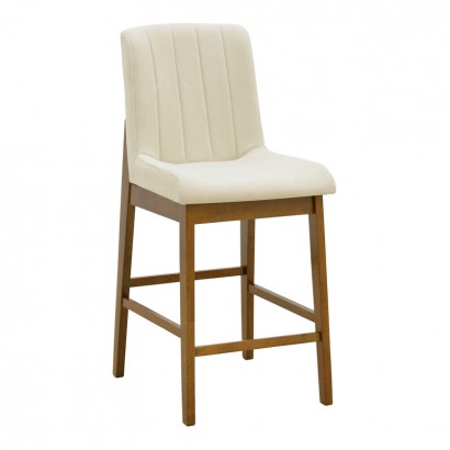 Σκαμπό μπαρ Dalby pakoworld καρυδί rubberwood και εκρού ύφασμα 50x45x102,5εκ Σκαμπό μπαρ Dalby pakoworld καρυδί rubberwood και εκρού ύφασμα 50x45x102,5εκ