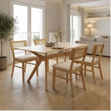 Τραπεζαρία Raffles pakoworld σετ 5τεμ rubberwood με pe rattanσε φυσική απόχρωση 150x90x76εκ Τραπεζαρία Raffles pakoworld σετ 5τεμ rubberwood με pe rattanσε φυσική απόχρωση 150x90x76εκ
