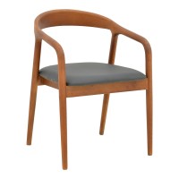 Πολυθρόνα Hogie pakoworld rubberwood καρυδί- μαύρο pu μαξιλάρι 61x60x76εκ