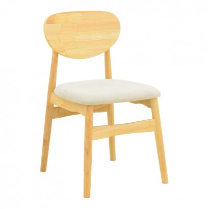 Καρέκλα Cardith pakoworld rubberwood-plywood σε φυσική απόχρωση-ύφασμα γκρι-μπεζ 48x51x78εκ