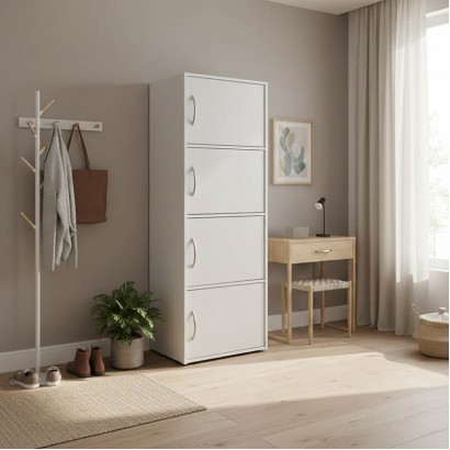 Ντουλάπι-στήλη Soline I pakoworld σε λευκή απόχρωση 40x34.5x120εκ