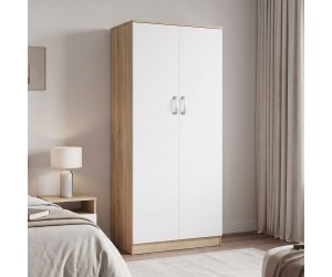 Ντουλάπα δίφυλλη Athos pakoworld σε sonoma-λευκή απόχρωση 80x42x180εκ Ντουλάπα δίφυλλη Athos pakoworld σε sonoma-λευκή απόχρωση 80x42x180εκ