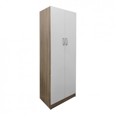 Ντουλάπα δίφυλλη Athos pakoworld σε sonoma-λευκή απόχρωση 60x42x180εκ