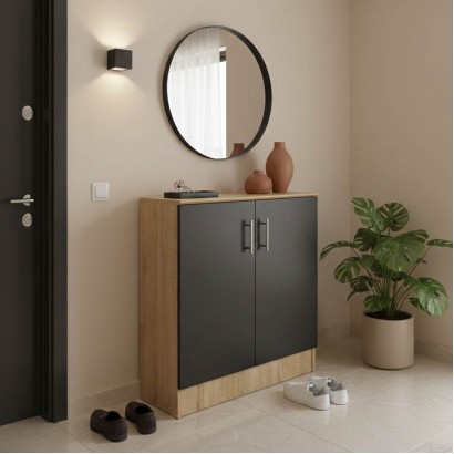 Παπουτσοθήκη-ντουλάπι Souken pakoworld 6 ζευγών σε sonoma-ανθρακί απόχρωση 60x40x80εκ