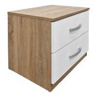 Κομοδίνο Athos pakoworld σε sonoma-λευκή απόχρωση 48x40x41.5εκ Κομοδίνο Athos pakoworld σε sonoma-λευκή απόχρωση 48x40x41.5εκ