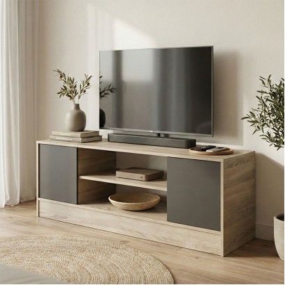 Έπιπλο τηλεόρασης Sasa pakoworld sonoma-ανθρακί 120x35x41.5εκ