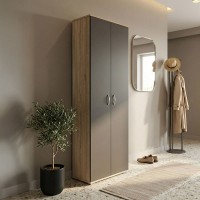 Παπουτσοθήκη-Ντουλάπα Racka pakoworld sonoma-ανθρακί 58x34x186εκ