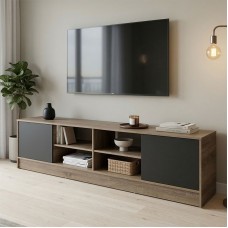 Έπιπλο τηλεόρασης Tivia pakoworld sonoma-ανθρακί 180x35x41.5εκ Έπιπλο τηλεόρασης Tivia pakoworld sonoma-ανθρακί 180x35x41.5εκ
