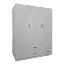 Ντουλάπα τρίφυλλη με 2 συρτάρια Alvia pakoworld λευκή 150x51x180εκ