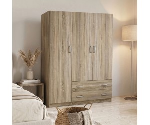 Ντουλάπα τρίφυλλη με 2 συρτάρια Alvia pakoworld sonoma 150x51x180εκ Ντουλάπα τρίφυλλη με 2 συρτάρια Alvia pakoworld sonoma 150x51x180εκ
