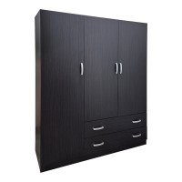 Ντουλάπα τρίφυλλη με 2 συρτάρια Alvia pakoworld wenge150x51x180εκ