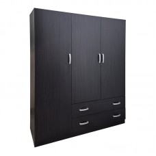 Ντουλάπα τρίφυλλη με 2 συρτάρια Alvia pakoworld wenge150x51x180εκ