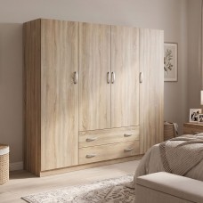 Ντουλάπα τετράφυλλη με 2 συρτάρια Alvia pakoworld sonoma 200x51x180εκ Ντουλάπα τετράφυλλη με 2 συρτάρια Alvia pakoworld sonoma 200x51x180εκ