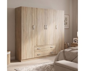 Ντουλάπα τετράφυλλη με 2 συρτάρια Alvia pakoworld sonoma 200x51x180εκ Ντουλάπα τετράφυλλη με 2 συρτάρια Alvia pakoworld sonoma 200x51x180εκ
