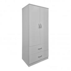 Ντουλάπα δίφυλλη με 2 συρτάρια Alvia pakoworld λευκή 80x51.5x180εκ