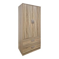 Ντουλάπα δίφυλλη με 2 συρτάρια Alvia pakoworld sonoma 80x51.5x180εκ