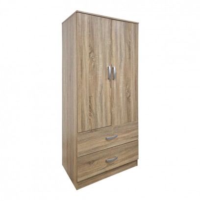 Ντουλάπα δίφυλλη με 2 συρτάρια Alvia pakoworld sonoma 80x51.5x180εκ Ντουλάπα δίφυλλη με 2 συρτάρια Alvia pakoworld sonoma 80x51.5x180εκ