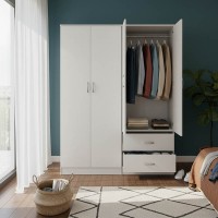 Ντουλάπα τετράφυλλη Athos pakoworld λευκή 160x42x180εκ