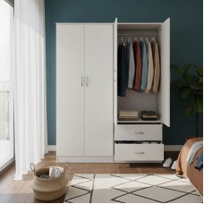 Ντουλάπα τετράφυλλη Athos pakoworld λευκή 160x42x180εκ