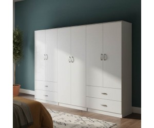 Ντουλάπα εξάφυλλη Athos pakoworld λευκή 240x42x180εκ Ντουλάπα εξάφυλλη Athos pakoworld λευκή 240x42x180εκ