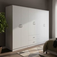Ντουλάπα εξάφυλλη Athos I pakoworld λευκή 240x42x180εκ Ντουλάπα εξάφυλλη Athos I pakoworld λευκή 240x42x180εκ