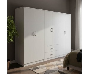 Ντουλάπα εξάφυλλη Athos I pakoworld λευκή 240x42x180εκ Ντουλάπα εξάφυλλη Athos I pakoworld λευκή 240x42x180εκ