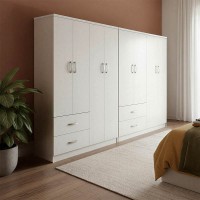 Ντουλάπα οχτάφυλλη Athos pakoworld λευκή 241x42x181εκ Ντουλάπα οχτάφυλλη Athos pakoworld λευκή 241x42x181εκ
