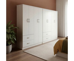 Ντουλάπα οχτάφυλλη Athos pakoworld λευκή 241x42x181εκ