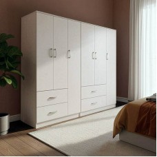Ντουλάπα εξάφυλλη Athos pakoworld λευκή 180x42x180εκ