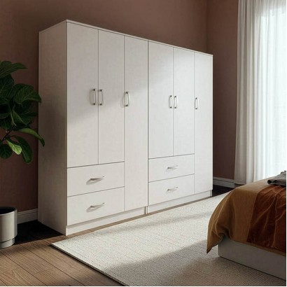 Ντουλάπα εξάφυλλη Athos pakoworld λευκή 180x42x180εκ Ντουλάπα εξάφυλλη Athos pakoworld λευκή 180x42x180εκ