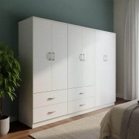Ντουλάπα εξάφυλλη Athos pakoworld λευκή 200,5x42x180εκ Ντουλάπα εξάφυλλη Athos pakoworld λευκή 200,5x42x180εκ