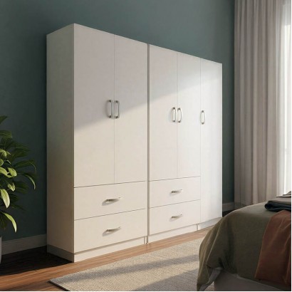 Ντουλάπα πεντάφυλλη Athos pakoworld λευκή 170x42x180εκ