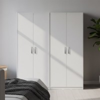 Ντουλάπα τετράφυλλη Athos Ι pakoworld λευκή 160x42x180εκ