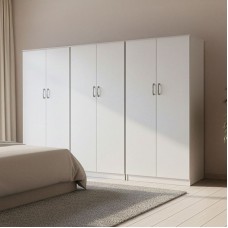 Ντουλάπα εξάφυλλη Athos ΙΙ pakoworld λευκή 240x42x180εκ