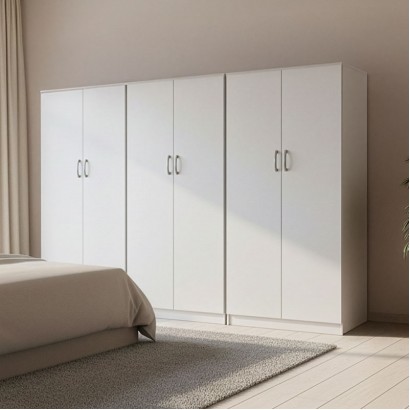 Ντουλάπα εξάφυλλη Athos ΙΙ pakoworld λευκή 240x42x180εκ