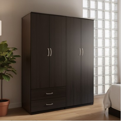 Ντουλάπα τετράφυλλη Athos pakoworld wenge 160x42x180εκ