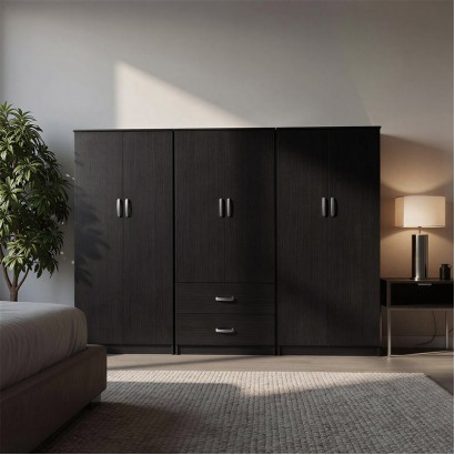 Ντουλάπα εξάφυλλη Athos Ι pakoworld wenge 240x42x180εκ