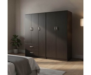 Ντουλάπα πεντάφυλλη Athos Ι pakoworld wenge 170x42x180εκ