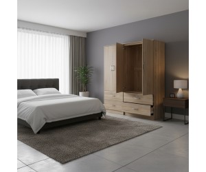 Ντουλάπα τετράφυλλη με συρτάρια Athos pakoworld sonoma 160x42x180εκ Ντουλάπα τετράφυλλη με συρτάρια Athos pakoworld sonoma 160x42x180εκ