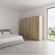 Ντουλάπα εξάφυλλη Athos pakoworld sonoma 240x42x180εκ