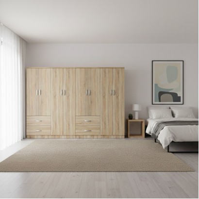 Ντουλάπα οχτάφυλλη Athos pakoworld sonoma 241x42x181εκ Ντουλάπα οχτάφυλλη Athos pakoworld sonoma 241x42x181εκ