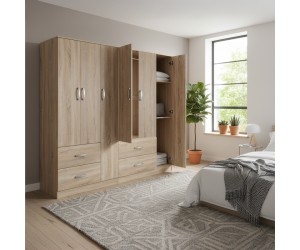 Ντουλάπα εξάφυλλη Athos pakoworld sonoma 180x42x180εκ