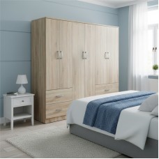 Ντουλάπα εξάφυλλη Athos pakoworld Sonoma 200.5x42x180εκ