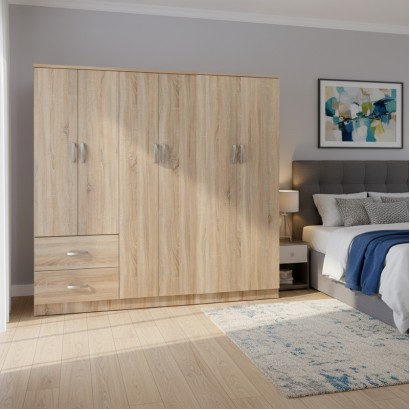 Ντουλάπα εξάφυλλη Athos Ι pakoworld sonoma 200.5x42x180εκ Ντουλάπα εξάφυλλη Athos Ι pakoworld sonoma 200.5x42x180εκ