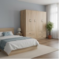 Ντουλάπα πεντάφυλλη Athos pakoworld sonoma 170x42x180εκ