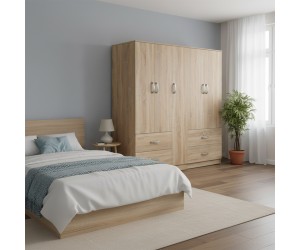 Ντουλάπα πεντάφυλλη Athos pakoworld sonoma 170x42x180εκ