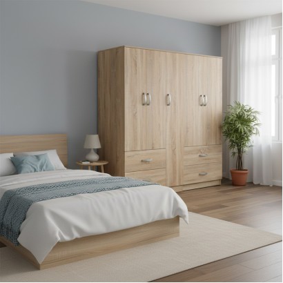 Ντουλάπα πεντάφυλλη Athos pakoworld sonoma 170x42x180εκ