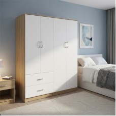 Ντουλάπα τετράφυλλη Athos pakoworld sonoma-λευκό 160x42x180εκ Ντουλάπα τετράφυλλη Athos pakoworld sonoma-λευκό 160x42x180εκ