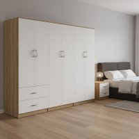 Ντουλάπα εξάφυλλη Athos I pakoworld sonoma-λευκό 240x42x180εκ Ντουλάπα εξάφυλλη Athos I pakoworld sonoma-λευκό 240x42x180εκ
